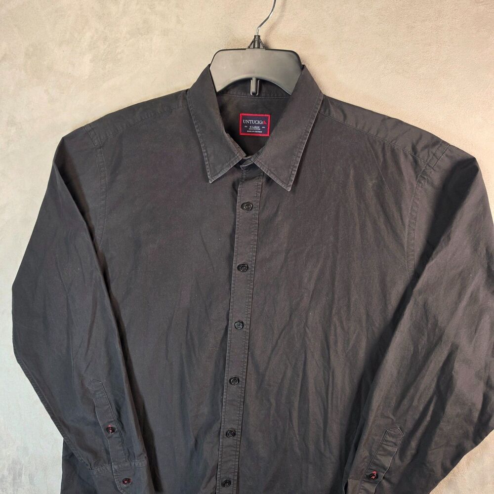 UNTUCKit Mens XL Long Sleeve Button Up Shirt Dark Gray Cotton Preppy